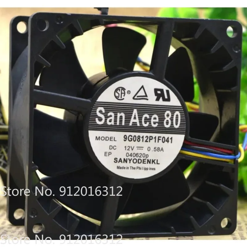 New Fan for SANYO 9G0812P1F041 12V 0.58A 8038 8CM Motherboard 4-pin PWM Temperature Control Server Fan 80*80*38mm