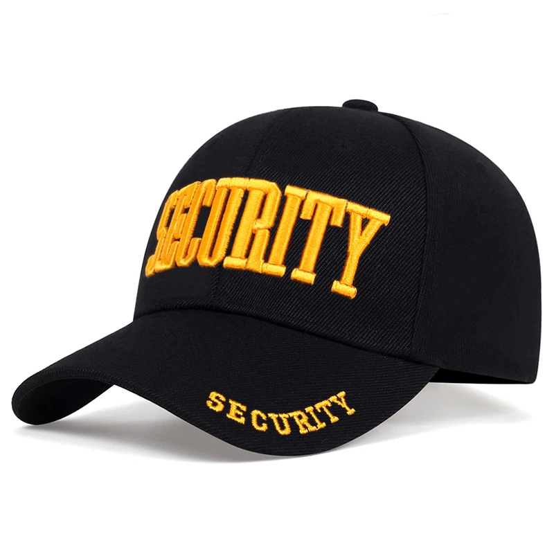 Unisex SECURITY Baseballkappen mit Buchstabenstickerei, Frühling, Herbst, Outdoor, verstellbare Freizeithüte, Papa-Hut, Sonnenschutzhut – Detail 5
