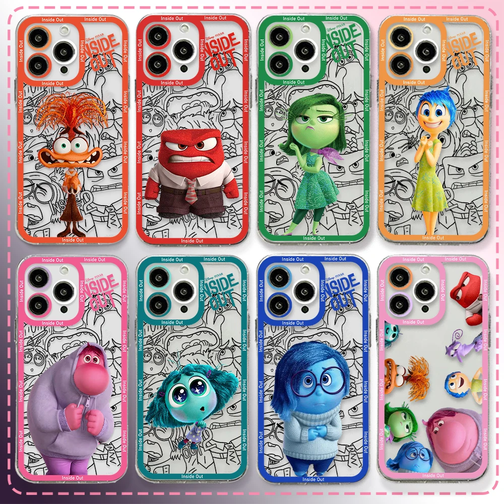 Cute Disneys I-Insides Out Hot Phone Case For iPhone 16 15 14 13 12 11 Mini Pro Max X XR XSMax 7 8 Plus Transparent Soft TPU