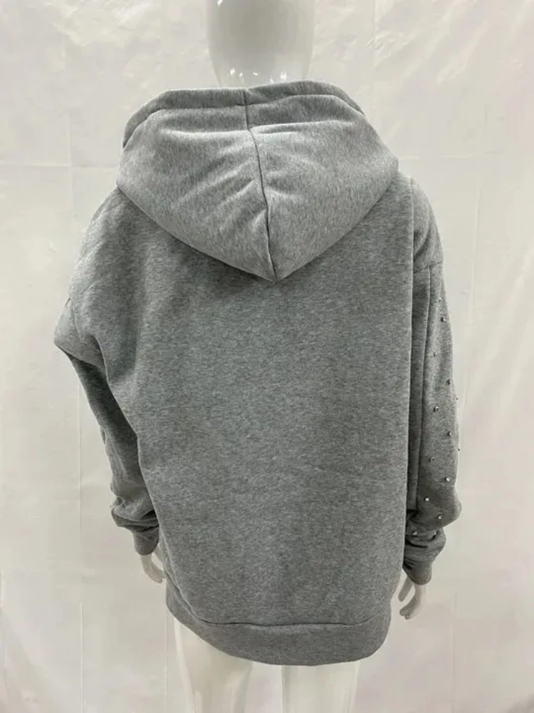 Y2K Harajuku جماليات الرجعية القوطية تنوعا مقنعين بالأزرار العصرية الكلاسيكية عادية فضفاض بلون شارع العليا الشرير هوديي