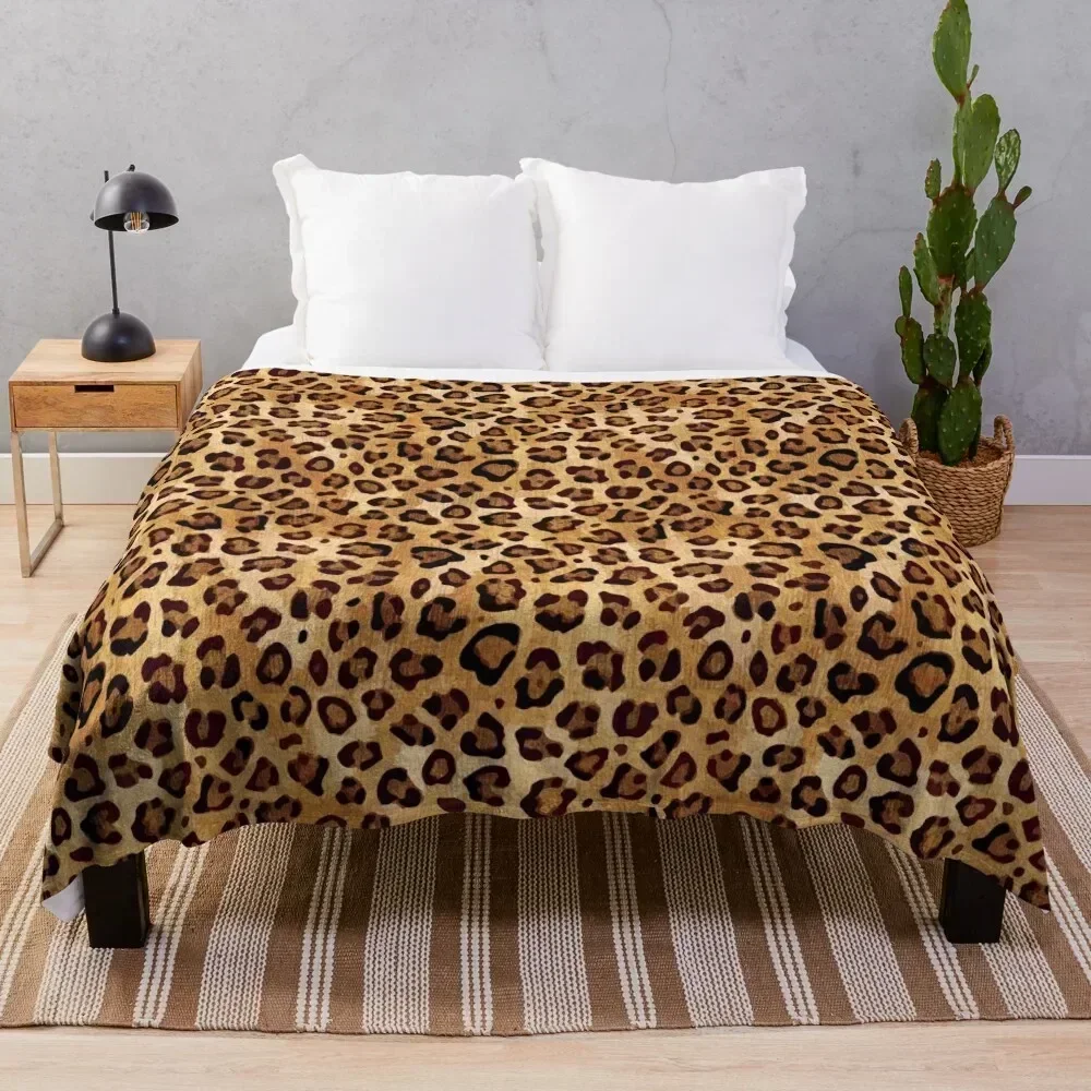 

Rustic Texture Leopard Print Throw Blanket Luxurious Soft Fuzzy Blanket for Sofa Bed