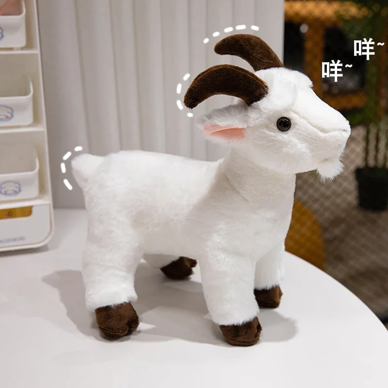 Jouets en peluche de chèvre de Simulation 30-40cm, poupées de chèvre blanche et noire de la vie réelle, jouet Animal doux en peluche, cadeaux créatifs pour ami