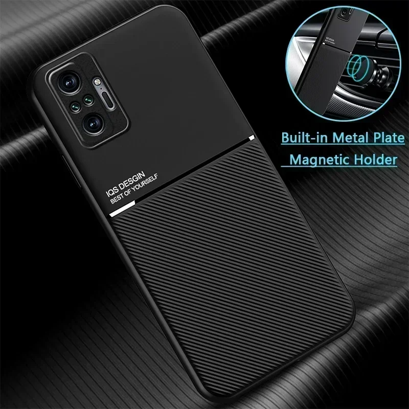 For Xiaomi Redmi Note 10 10S Case Car Magnetic Holder Leather Phone Case For Redmi Note 10 Pro Max Note10 S Silicone Back Cover