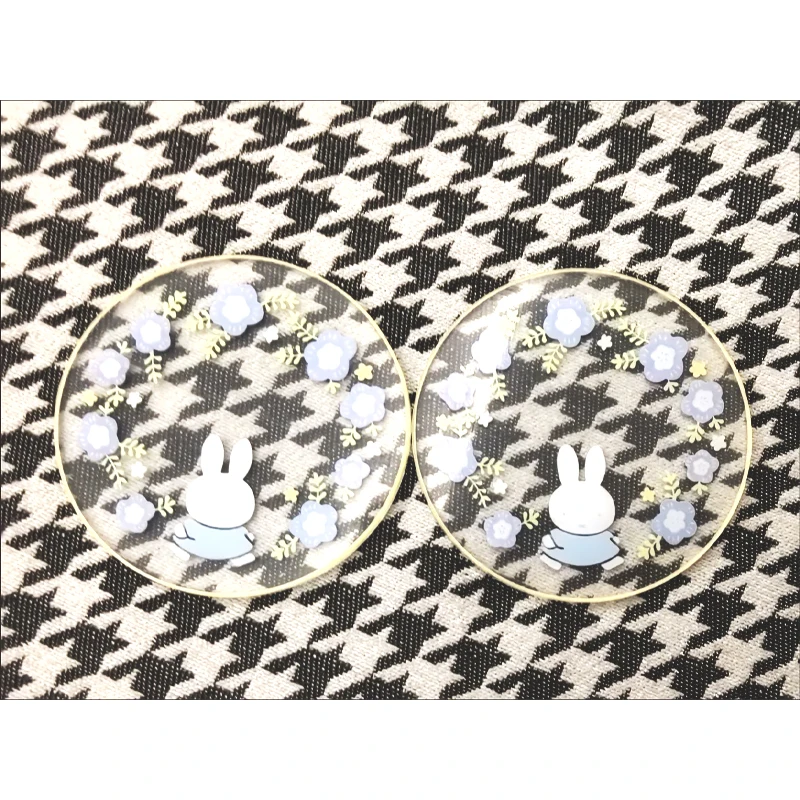 Kawaii Miffy Universal Acrylic Cup Lid & Coaster Set Round Cute Cartoon Cover Fits Most Mugs Dust Proof Drinkware Accessory view 6