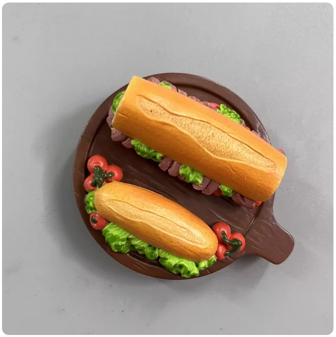 France Paris Bread Steak Sandwich Handmade Painted 3D Fridge Magnets Tourism Souvenirs Refrigerator Magnetic Stickers Gift