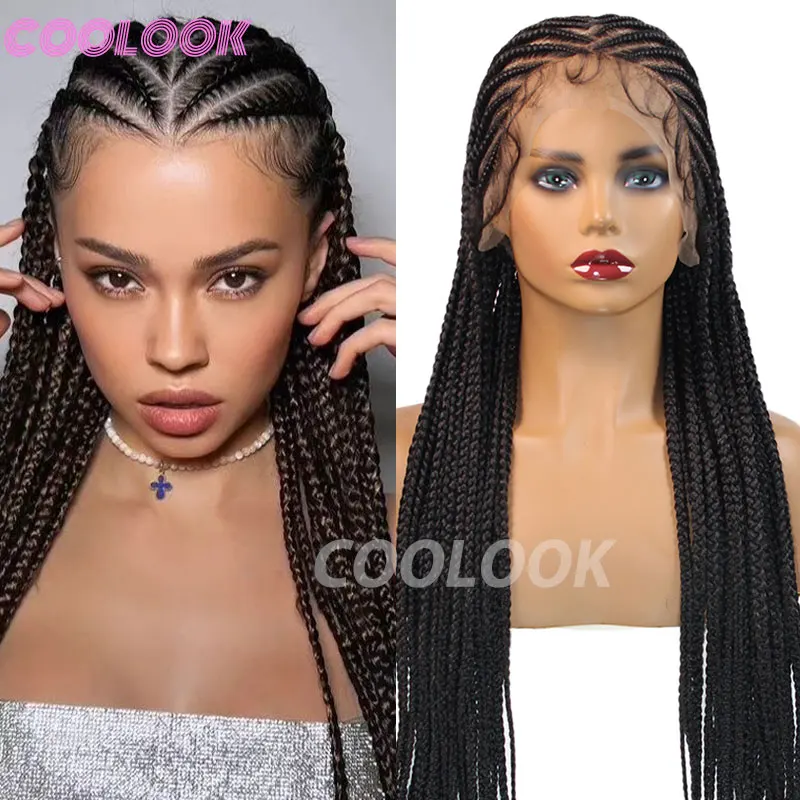 Jumbo Braided Wigs Synthetic Full Lace Front Wig Cornrow Braids Wig 36