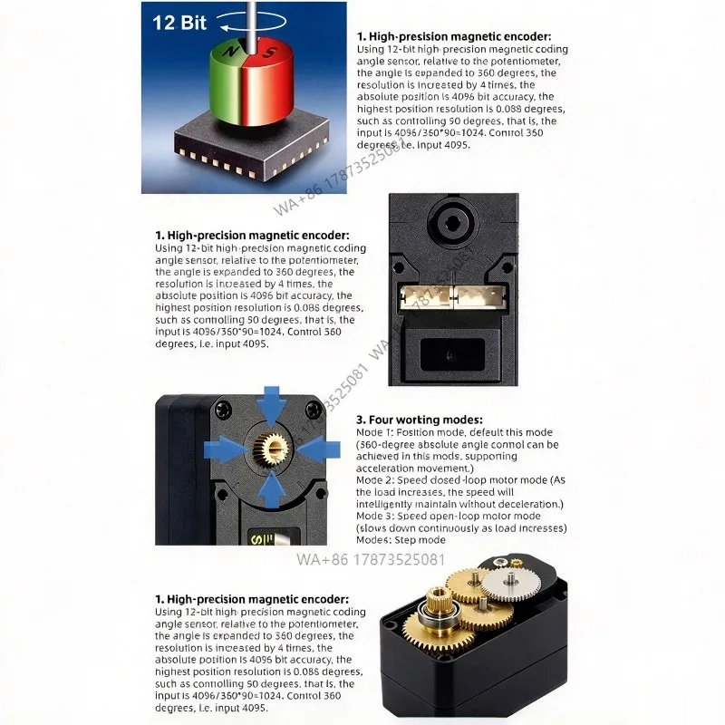 STS3215 12V 30KG High Precision Feedback Magnetic Encoding Serial Bus TTL Servo Motor 360 Degrees Continuous Rotation