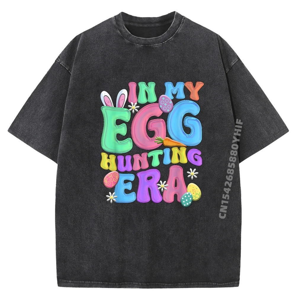

Свободные мужские топы и футболки In My Egg Hunting Era Свободные футболки Мужская футболка с рисунком Уличная стираная одежда