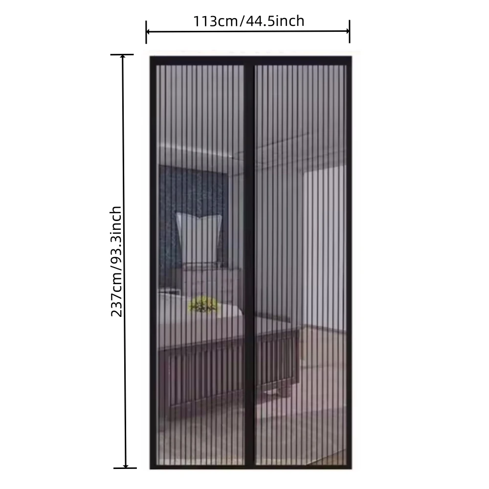 Magnetic Fiberglass Mosquito Door Curtain - Black, Upgraded Version with High Transparency Mesh, Anti-Scratch Pet-Resistant