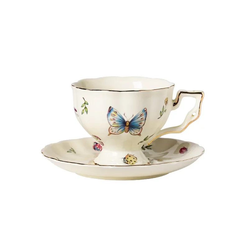 French court style coffee cup ceramic high value European British afternoon tea black tea cup saucer flower teapot high sense
