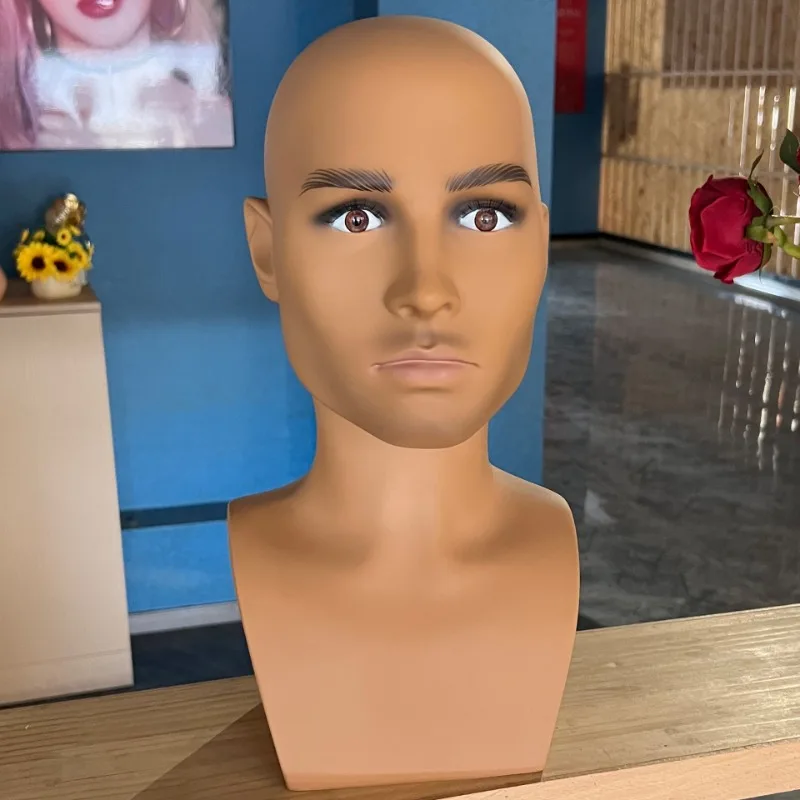 

Мужская голова манекена для витрины парика, реалистичный манекен, реквизит для мужских шиньонов, шапок и очков