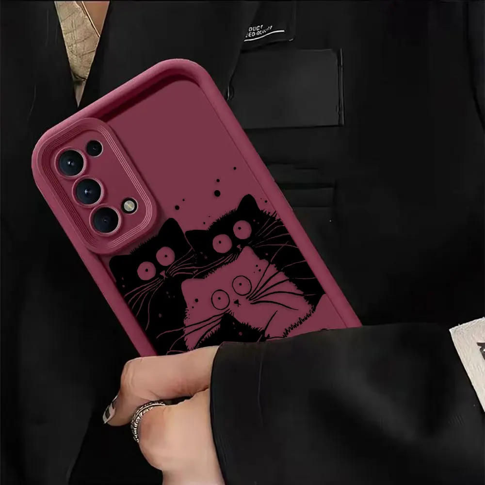 

Funny Black Cartoon Cat Cover Phone Case For Oneplus 8T 9R 10R 11 12 13 13T 15 NORD ACE CE 2 3 4 5 6 LITE TPU Case DIY Shell