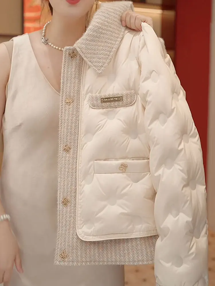 

Легкая утепленная хлопковая куртка-пуховик для женщин, корейская версия, свободный крой, длинный рукав, с воротником, зимняя верхняя одежда