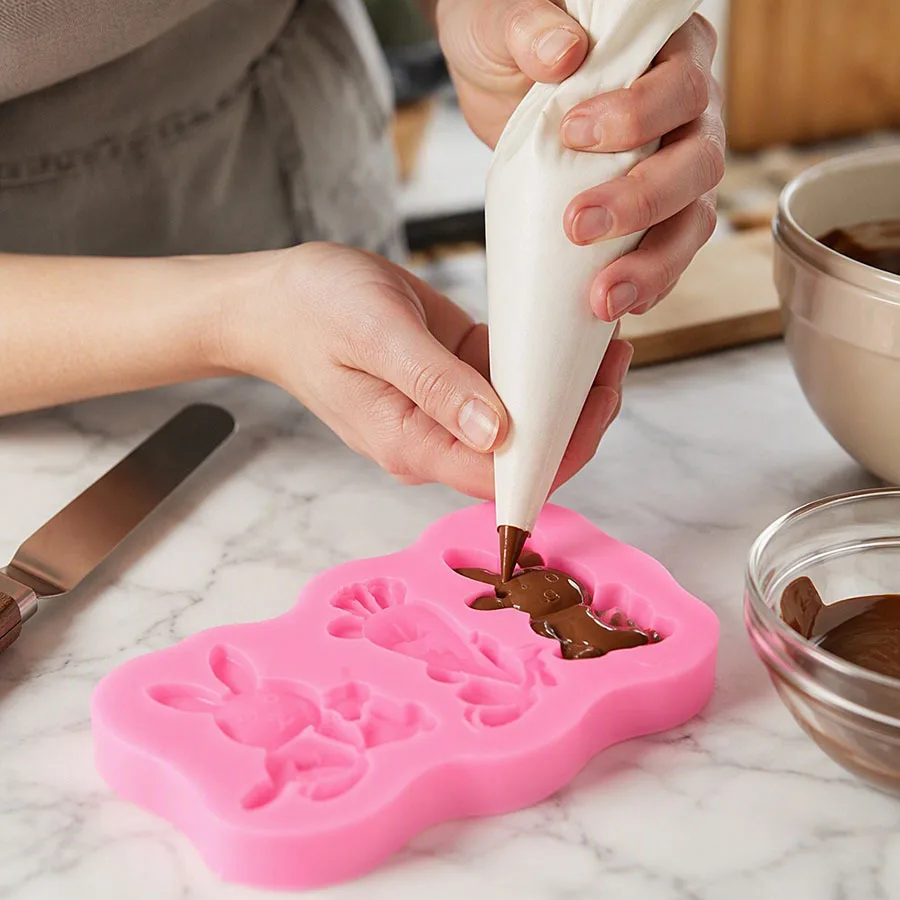 1pc Easter Bunny Carrot Silicone Mold, DIY Easter Egg Rabbit Chocolate Fondant Cake Gummy Baking Decor, 3 Styles - view 5