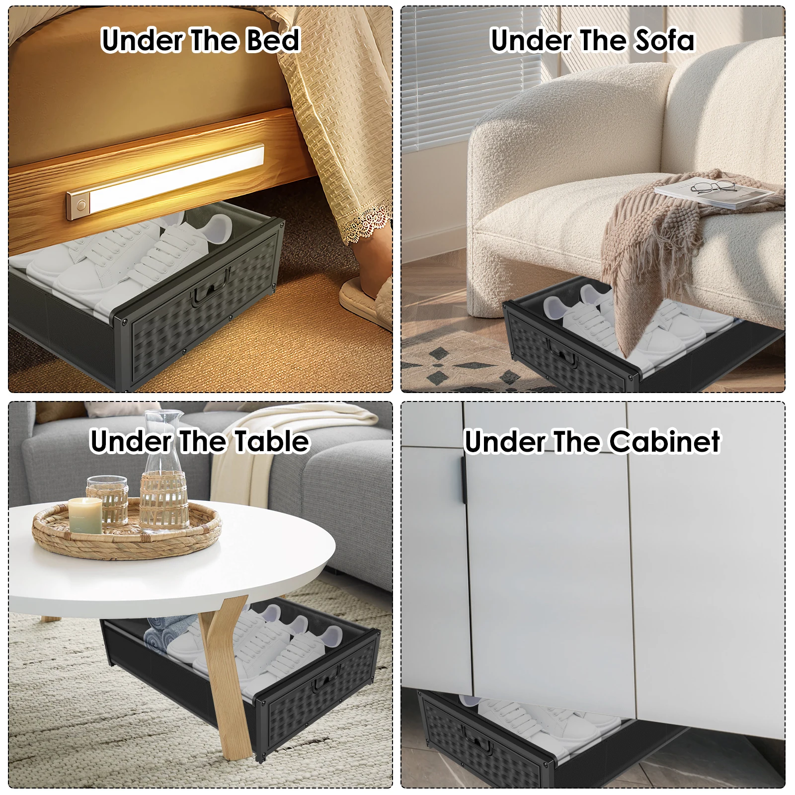 Under Bed Storage Containers with Wheels Rolling Under Bed Storage Bins with Clear Cover Breathable Underbed Storage Box Space