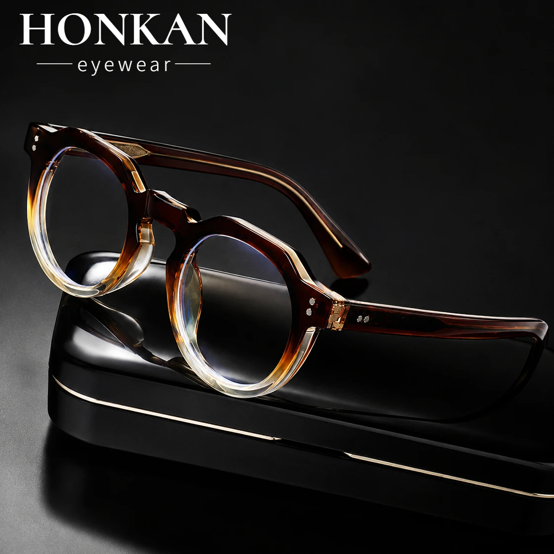 Fashion Anti Blue Light Glasses Women Men Vintage PC CP Round Frame Double Rivet Clear Lens Computer Blocking Eyeglasses