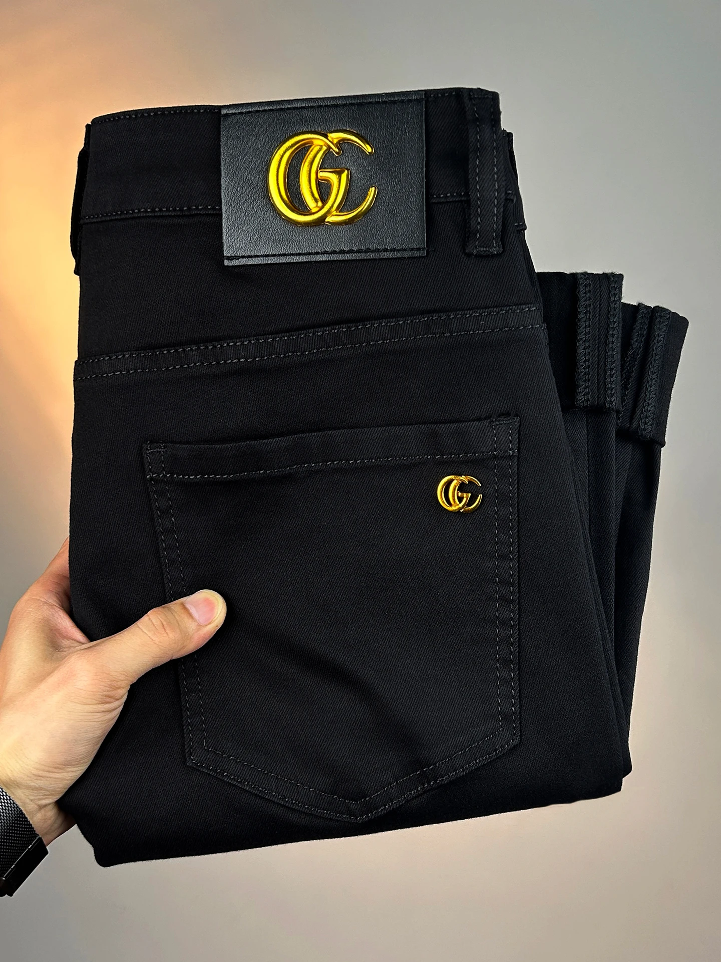 

High Quali Men's Slim Straight Leg Jeans Busin Casual Bla Elastic Cotton Stretchy Pants for Office And Leisure