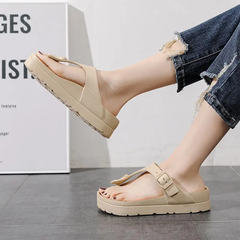 

Женские летние сандалии Thi Bot, уличные носимые шлепанцы, удлиняющие домашние тапочки, дышащие удобные повседневные oes