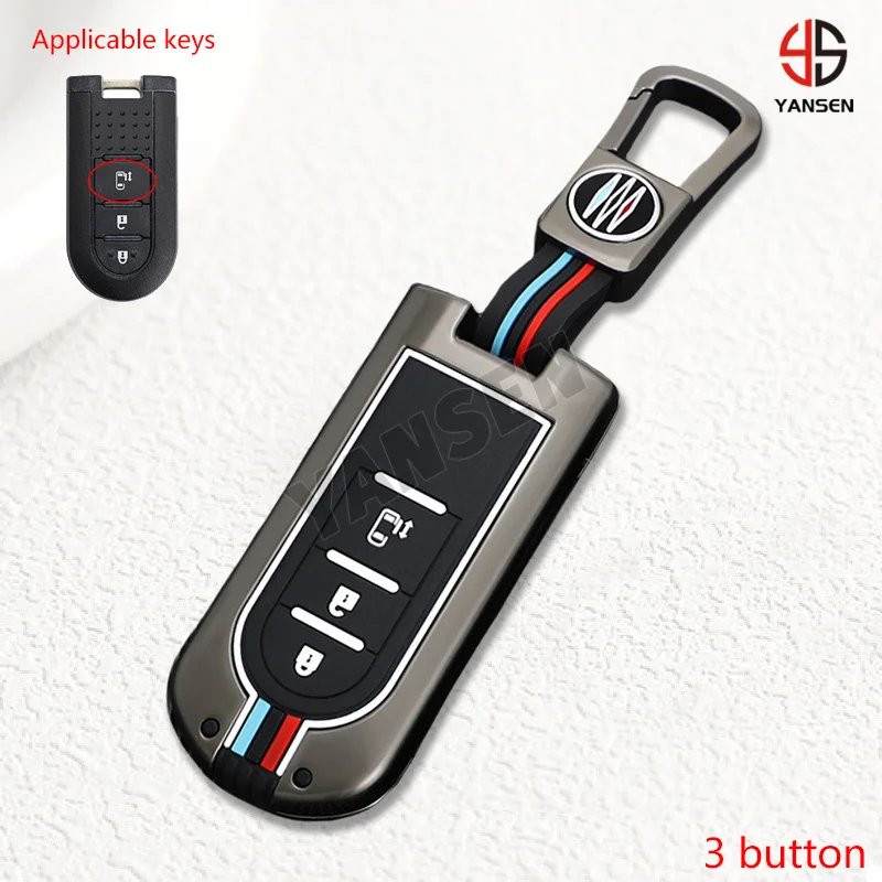 

Metal Car Key Cover Fob Case Shell For ROOMY Tank Passo Key Protect Accessories Zinc Alloy +Silicone Car Keys Case Cover Protect