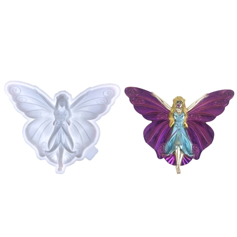 Christmas Butterfly Fairy Ornaments Resin Casting Silicone Mold Woman Keychain Decorative Pendant Mold for DIY Crafts Dropship