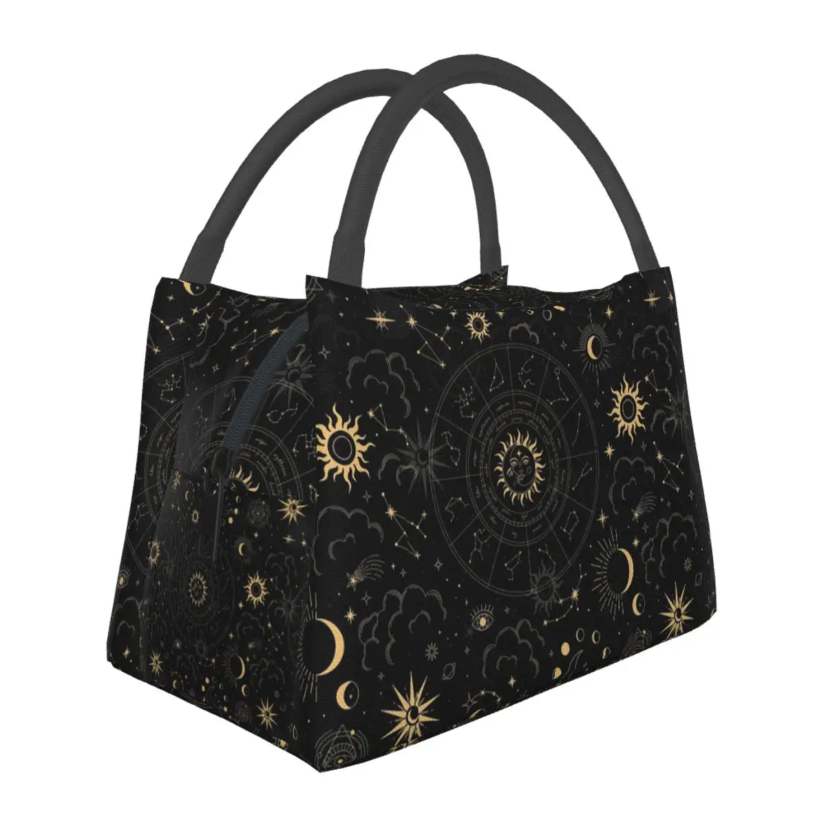 Night Sky Golden Celestial Stars Zodiac Constellations Lunch Bags Bento Box Lunch Tote Picnic Bags Thermal Bag for Woman work