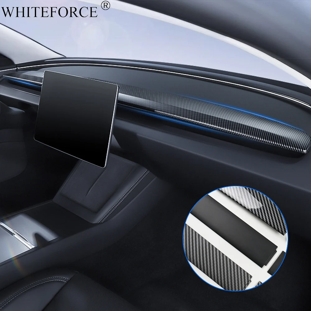 For Tesla Model Y Juniper Car Dashboard Segmented Decoration Cover Model 3 Highland Adhensive Panel Sticker Interior Decoration