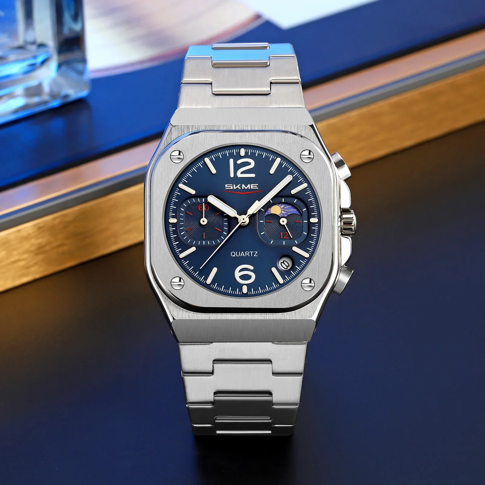 SKMEI 9368 Business elites Men Quartz Zinc alloy Watch Waterproof Men Electronic Luxury date timing Stainless steel Wristwatches