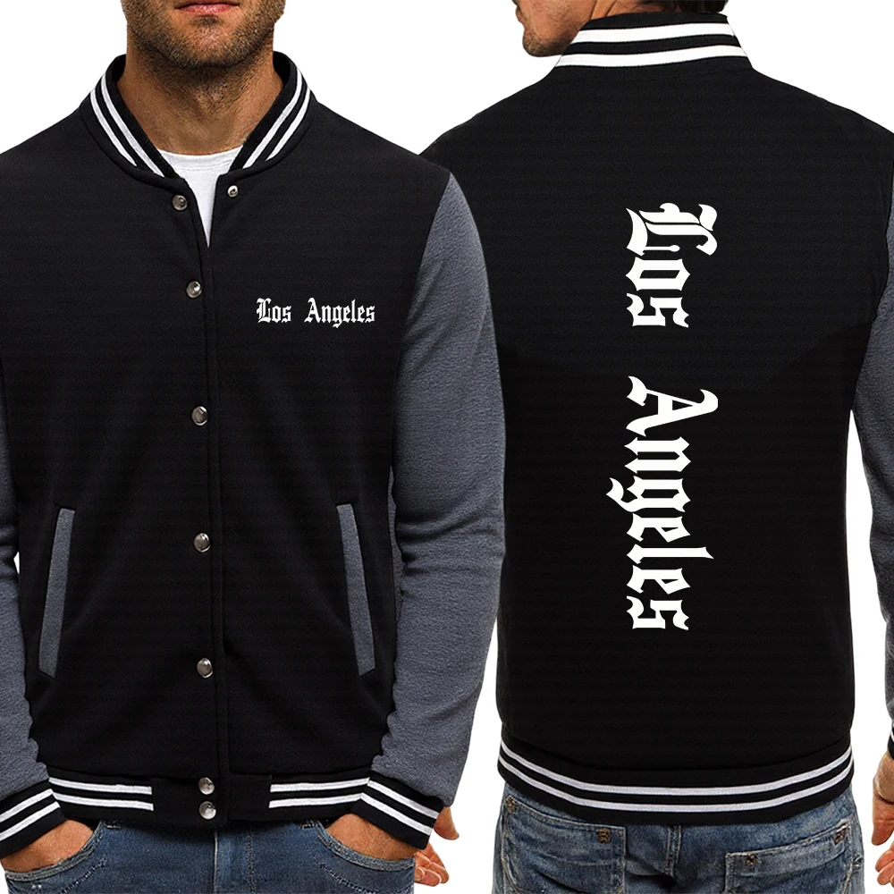 

Лос-Анджелес, дизайн с буквами, мужское бейсбольное пальто, американские куртки большого размера, флисовая осенняя уличная одежда, повседневная одежда унисекс в стиле хип-хоп