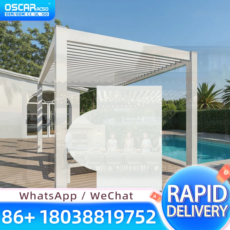 Automatic Remote Control Small Outdoor Aluminum Pergola Gazebo Waterproof PVC Shelter for Garden Backyard Patio pergola