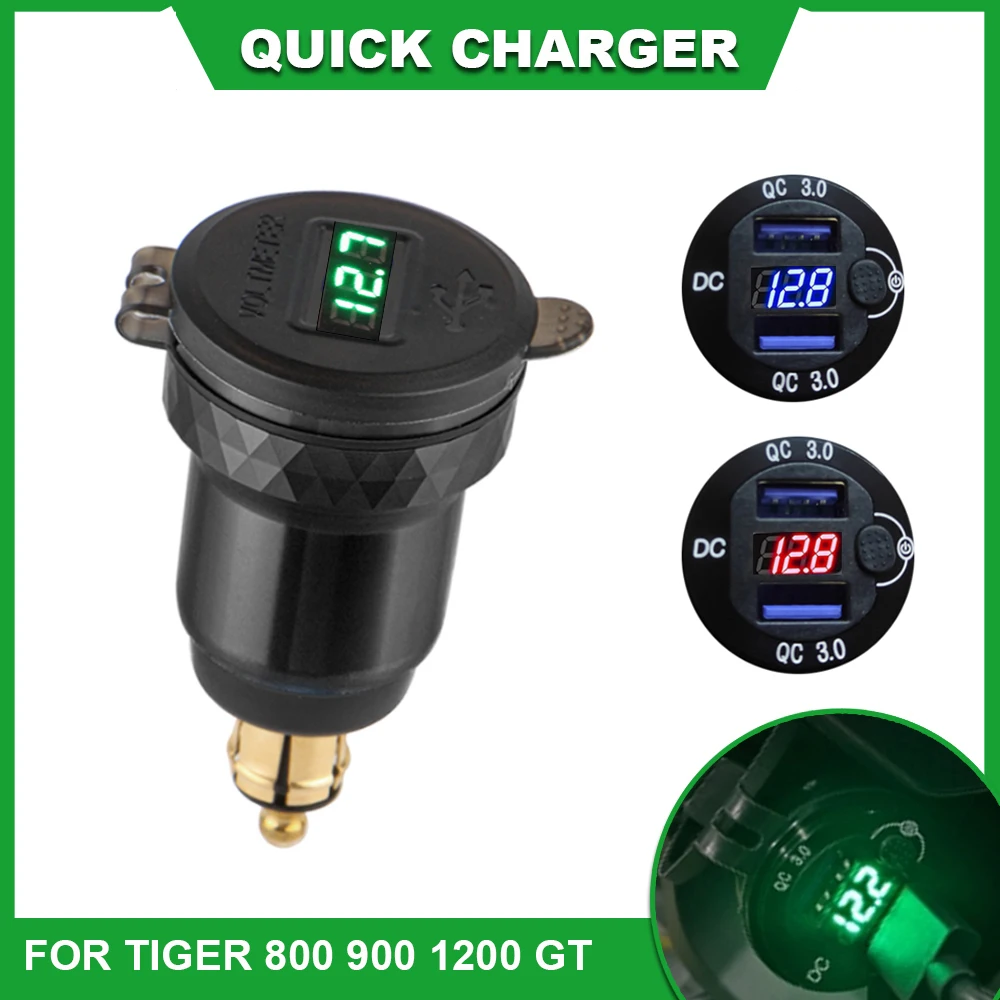For Tiger 800 XC XCX XCA Motorcycle Dual USB Quick Charge For K1200 K1300 GT K1600 DIN Hella Plug For R NineT F750 F850 GS F800R