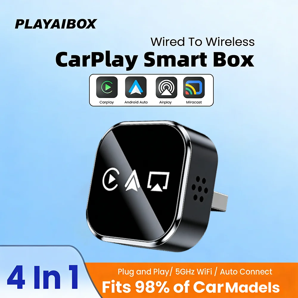 Upgrade 4 in 1 Wireless Carplay Mirror Link Adapter Wired to Wireless Android Auto USB Plug & Play 5GHz WIFI For Wired Carplay