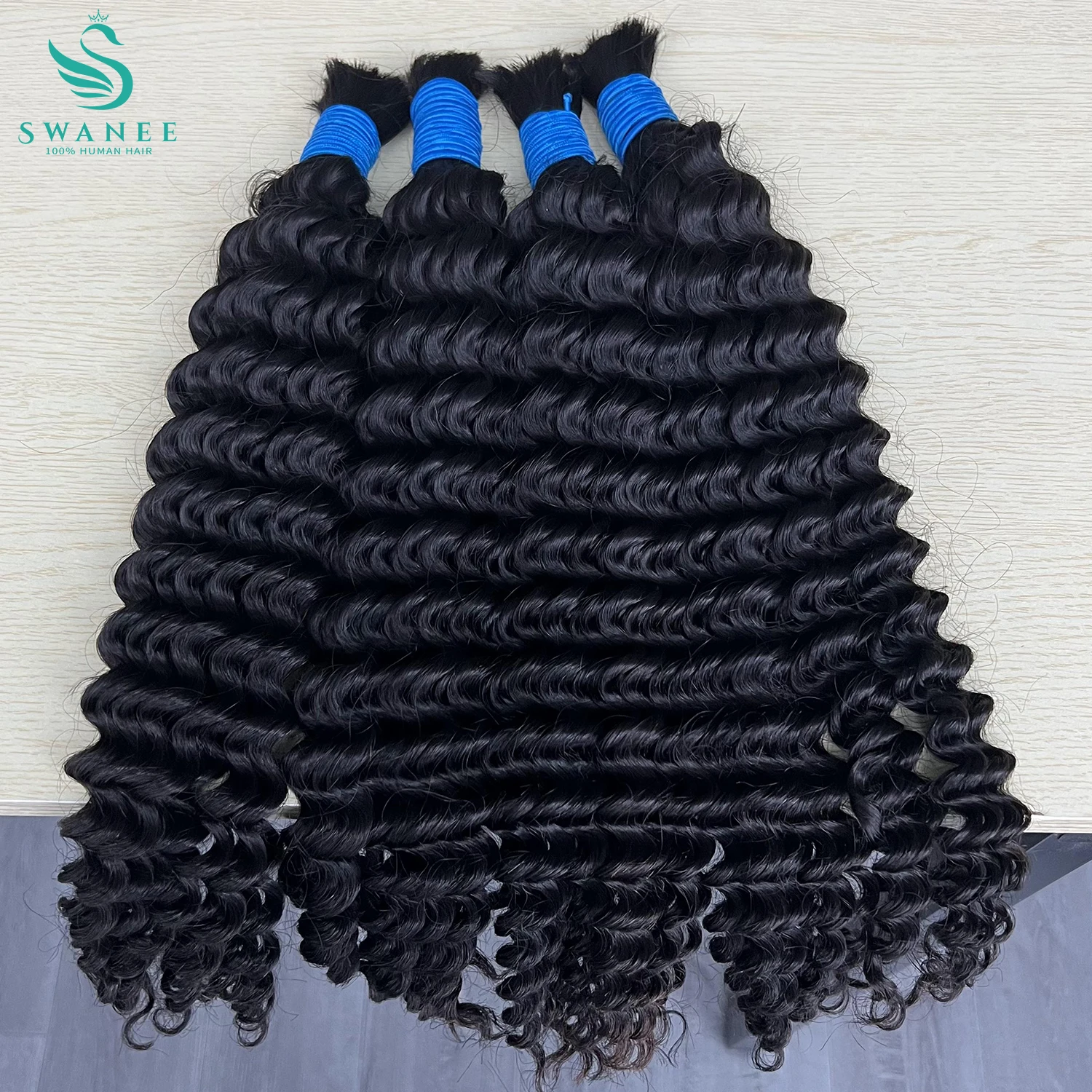 SWANEE Deep Wave Hair Bulk Human Hair For Braiding Natural Human Hair Bundles No Weft Bundle For Women Hair Extensions Braiding