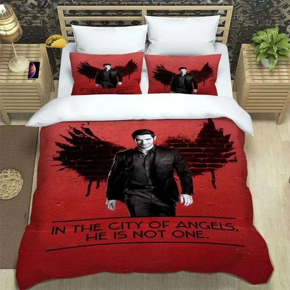 Customized Queen King Size Bedding Set Lucifer Season 3 Print Comforter Cover With Pillowcase Home Textile Bedclothes
