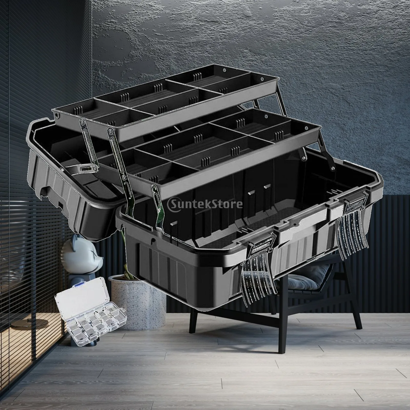 Tool Organizer Three Layer Folding Toolbox Removable Hardware Storage Box for Garage Mechanics