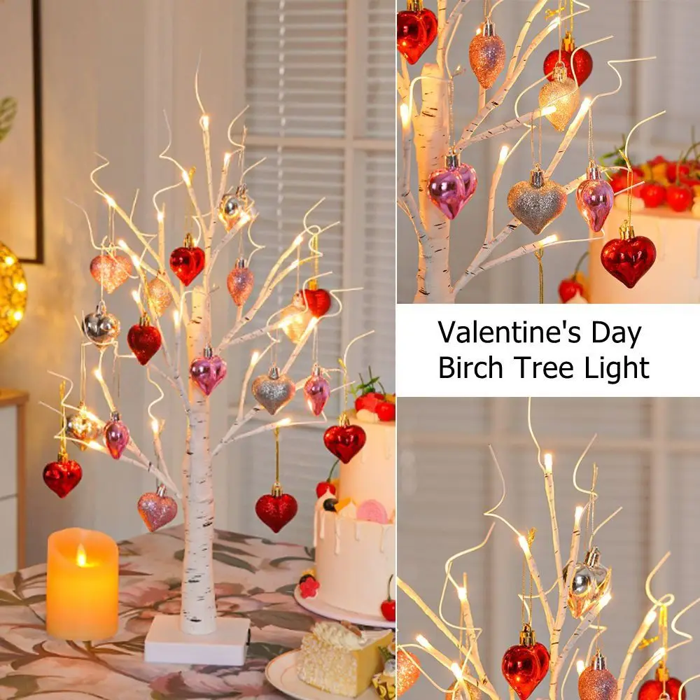 

With Love Pendan Valentine's Day Birch Tree Light Battery Powered USB Supply Valentine's Tabletop Tree Light Easy To Install