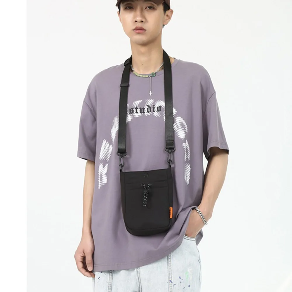 

Повседневная сумка через плечо для телефона, ручная многофункциональная нейлоновая сумка на плечо, однотонная мужская квадратная сумка в уличном стиле, повседневная подходящая сумка