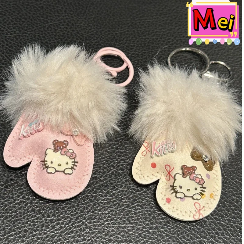 พวงกุญแจตุ๊กตาแมวน่ารัก สร้างสรรค์รูปทรงถุงมือการ์ตูน ของตกแต่งกระเป๋าเป้สะพายหลัง ของประดับตกแต่งรถยนต์ สายคล้องของขวัญวันคริสต์มาสและวันเกิด