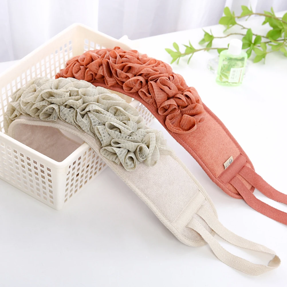 

1Pcs Back Bath Towel Premium Material Long Strip Shower Rubbing Towel Two Hand Pull Rings Body Cleaning Deep Pore Care