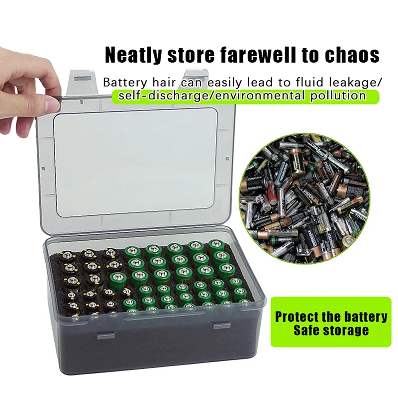 54 AA AAA Batteries Storage Box Case Holder Holds Battery Organizer Garage Container Home Drawer Organization Dispenser