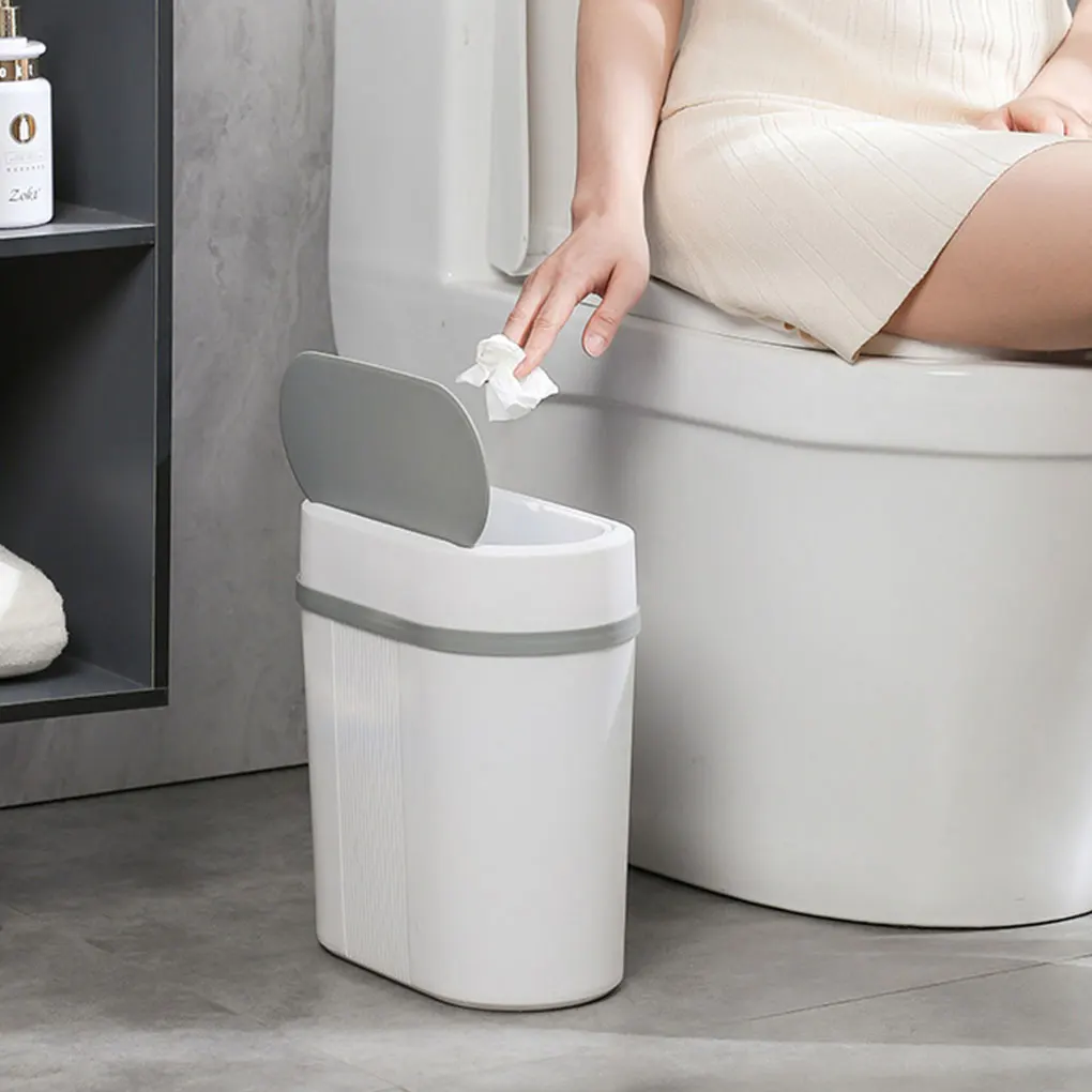 Compact Sensor Trash Bin For Efficient Waste Management Can Be Placed Between Seams Without Taking blue Dual mode - battery