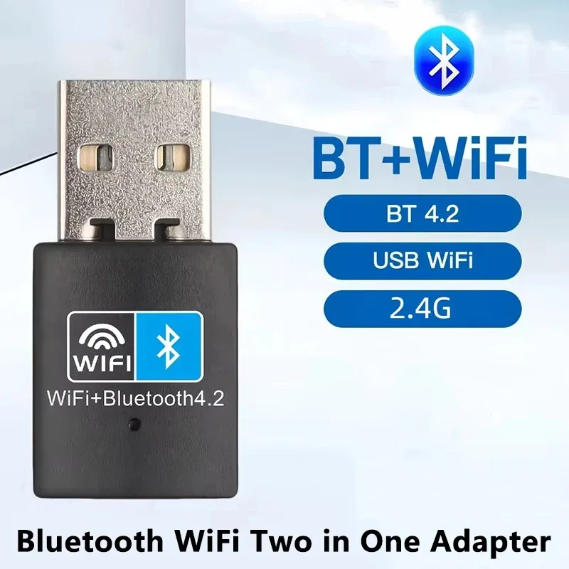 GRWIBEOU Bluetooth 4.2-compatible 150Mbps WiFi Wireless Adapter USB Adapter 2.4G V4.2 Dongle Network Card for Laptop PC Desktop
