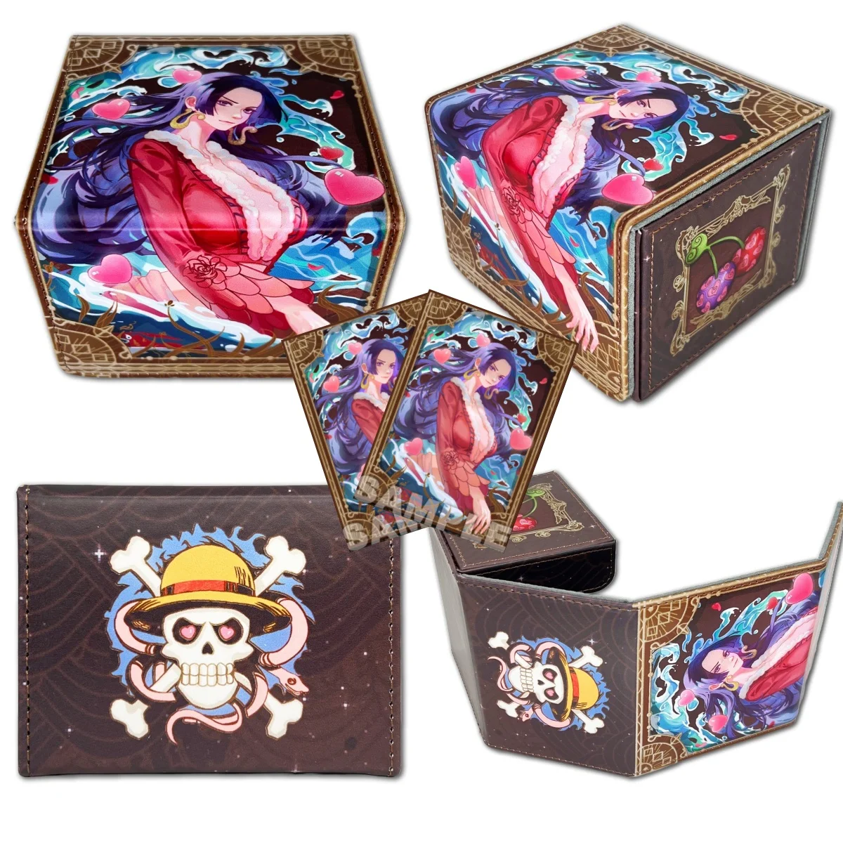 

One Piece Boa Hancock Magnetic Leather Card Box OPCG PTCG DTCG WS Game Collection Card Storage Box 67x92mm 60pcs Card Holder