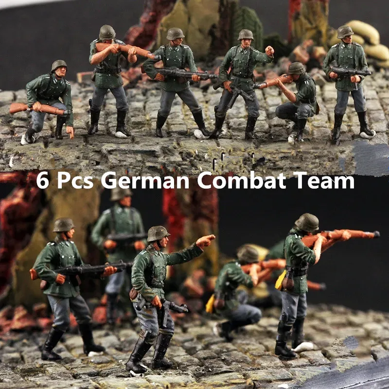 Figura DE ACCIÓN DE 6 piezas a escala 1:72, modelo de equipo de soldados de combate del ejército alemán, juguetes, accesorios de escena, Colección, regalos de exhibición