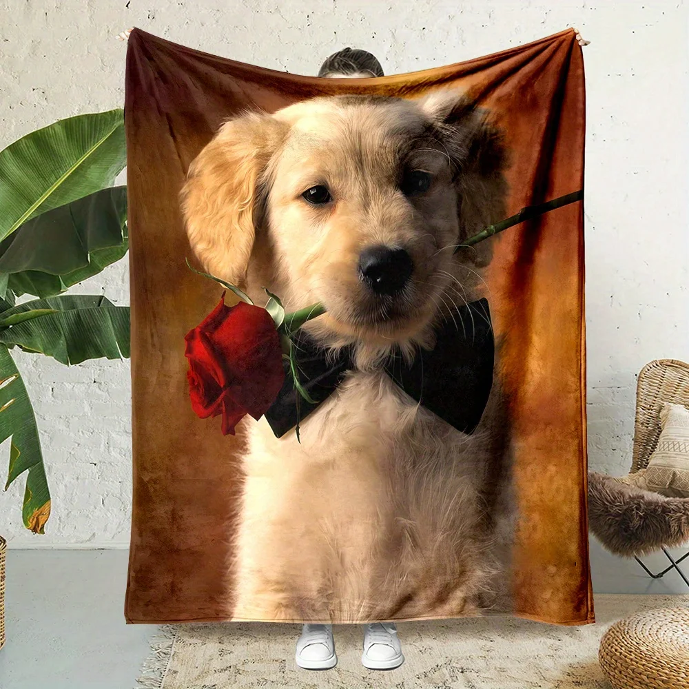 Realistic Puppy Dog Portrait Fleece Throw Blanket Cozy Pet Lover Gift Idea for Puppy Mom Dad Canine Art Decor Home Accent