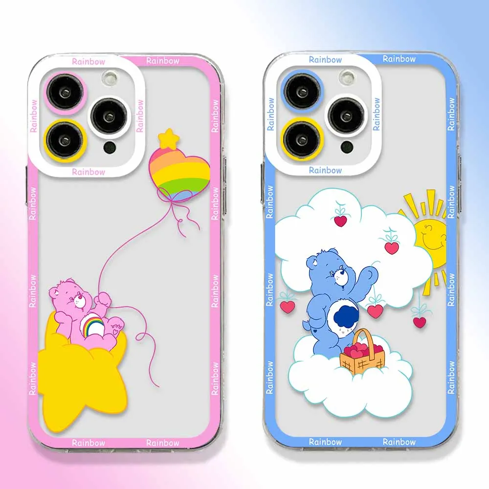 Cute R-Rainbows Bear Phone Case For Samsung S24 S23 S22 S21 S20 S10 FE Note20 Note10 Plus Ultra Lite 5G Clear Soft TPU Cover