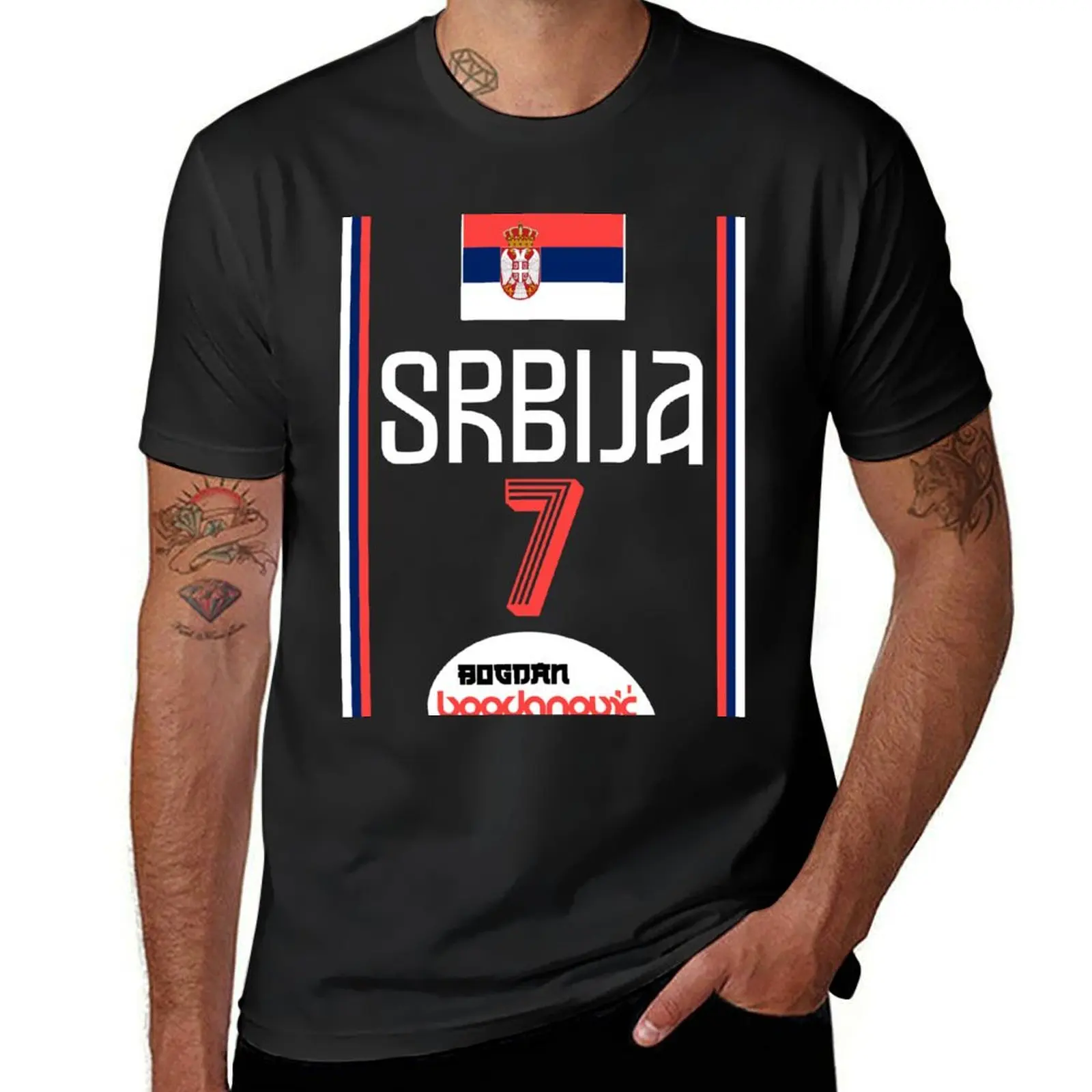 Bogdan Bogdanovic Retro Serbia Euro Basketball Fan Art T-Shirt plus size tops Blouse Men\'s t-shirt