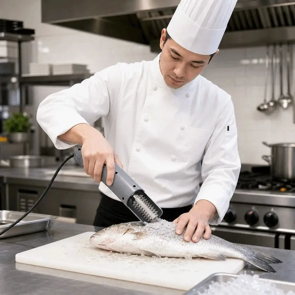 Removedor de Escamas de Pescado Eléctrico Portátil Antisalpicaduras, Rallador de Coco Giratorio Seguro para Cocina, Removedor de Escamas de Pescado Manual Eficiente para Uso en Cocina