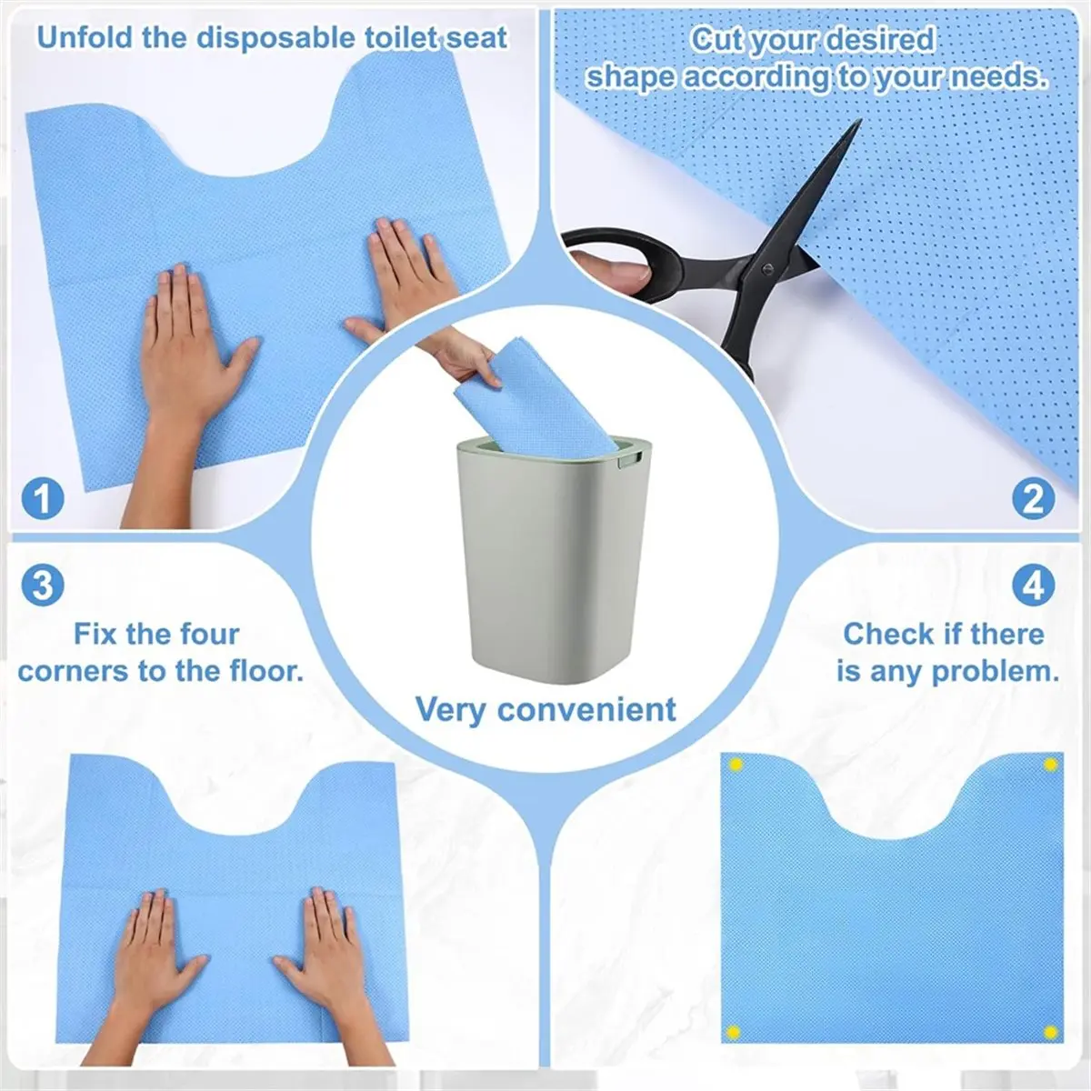 

30pcs Disposable Toilet Mats Non-Slip Toilets Floor Protector From Urine Absorbent Toilet Floor Mat