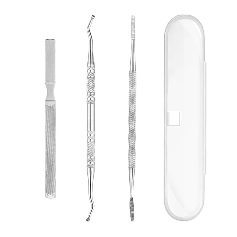 1 Set Stainless Steel Double-Side Cuticle Remover Spoon Nail Pusher Tool Home Salon Use Nail Cleaner Kit Cuticle Peeler Scraper