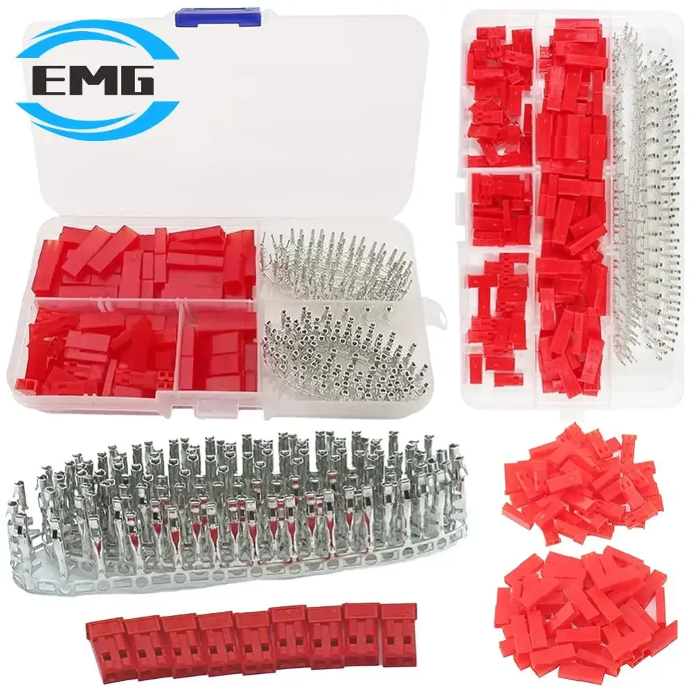 300/420Pcs JST SYP 2 Pin 2.54 MM Adapter Cable Terminal Socket Female Male Red Plug Housing Crimp Pin Terminal Connector Kit